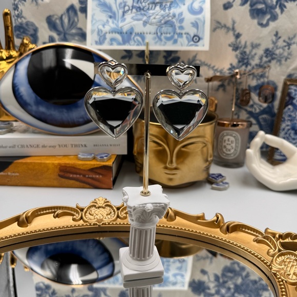 🆕 MARC JACOBS 🧿 NWOT Silver Crystal Double Heart Earrings - Picture 13 of 15